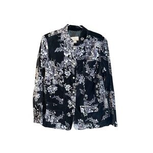 TanJay Black, Lilac and Gray Floral Velvet Jacket